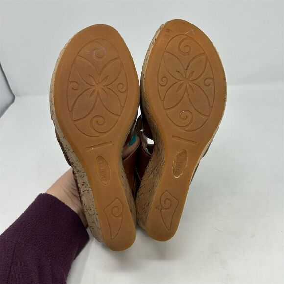 Born Women's Chestnut Brown Leather Slingback Wedge Sandals Size 9 Comfort - Picture 9 of 14